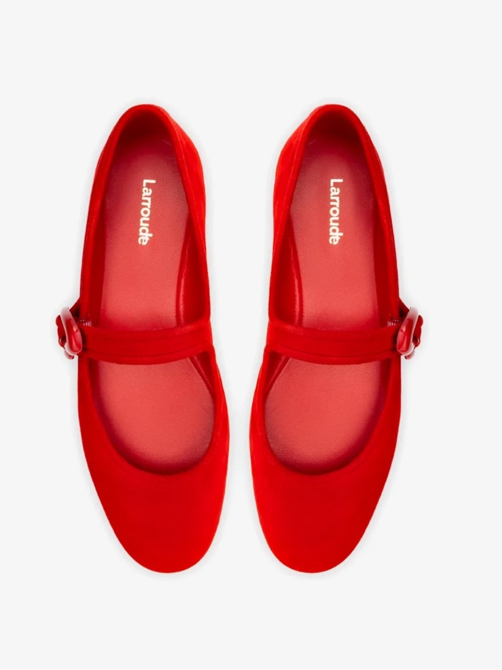 Larroude Red Verona Ballet Flat In Scarlet Suede 9